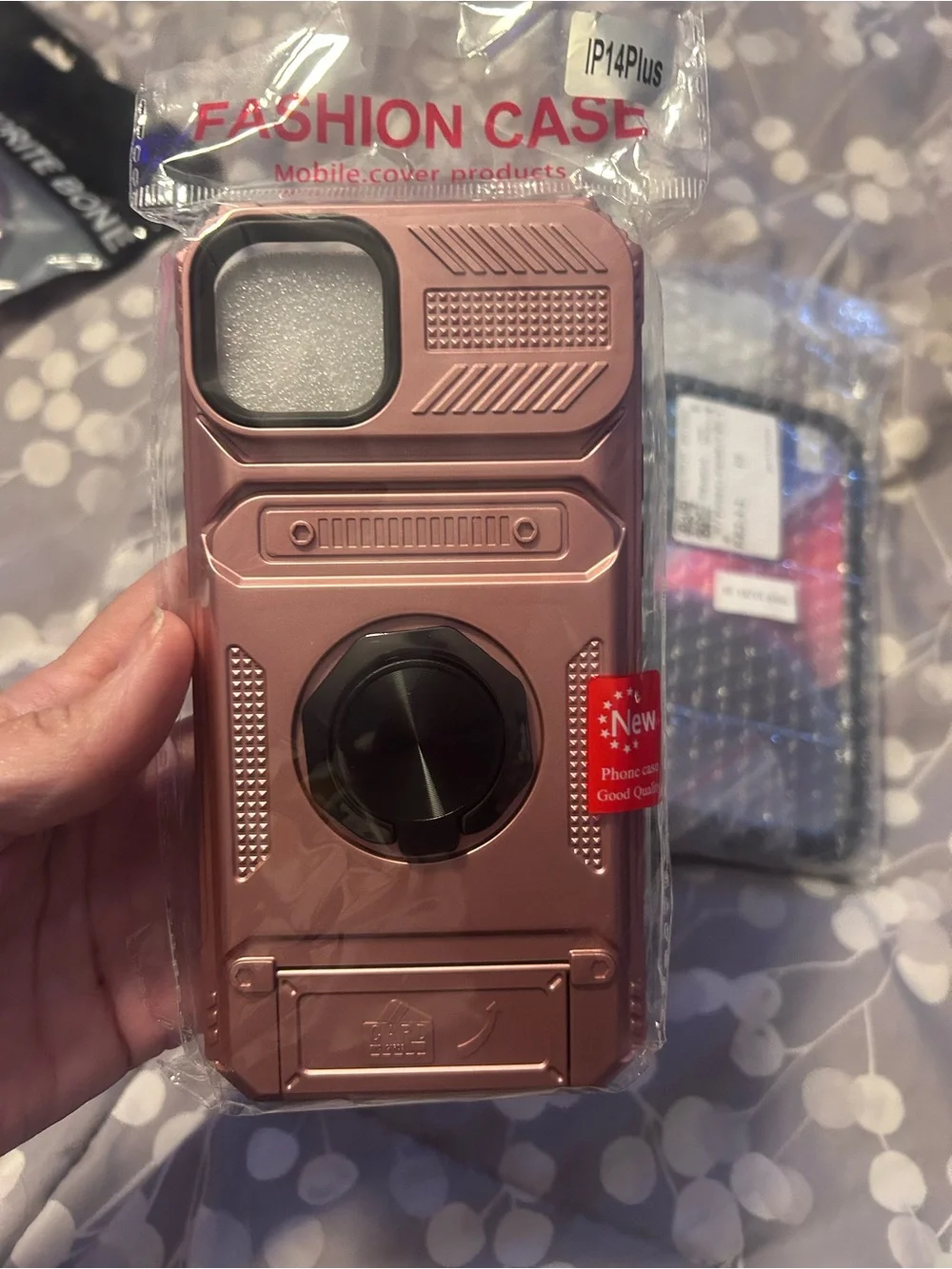 Universal Rose Gold iPhone 14/15 Plus Rugged Ring Case bundle of 3